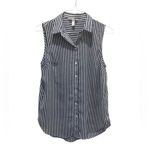 H&M Navy and White Striped Sleeveless Shirt